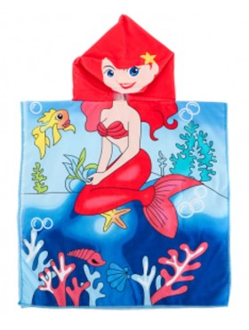 Kids Mermaid Patterned Hoodie Towel
